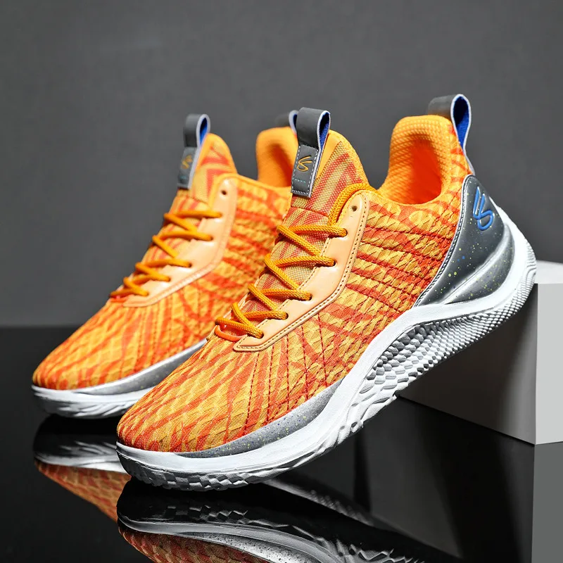 Fashion Orange Basketball Sports Shoes Unisex Outdoor Breathable Mens Basket Sneakers Non-slip Men Athletic Shoes Big Size 36-46