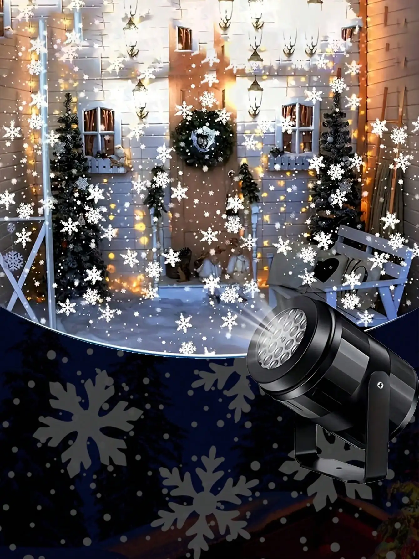 قطعة واحدة من ضوء ندفة الثلج الدوار لعيد الميلاد: جهاز عرض يعمل بمنفذ USB، مثالي لديكور العطلة/عيد الشكر في الأماكن المغلقة #5