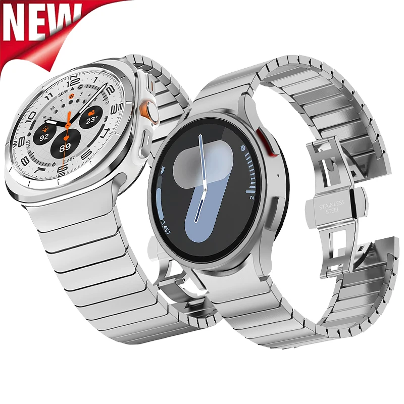 Pulseira de aço inoxidável para samsung galaxy watch ultra (2025) 47mm pulseira de metal para galaxy watch 7 6 5 4 40/44mm 5pro 45mm banda