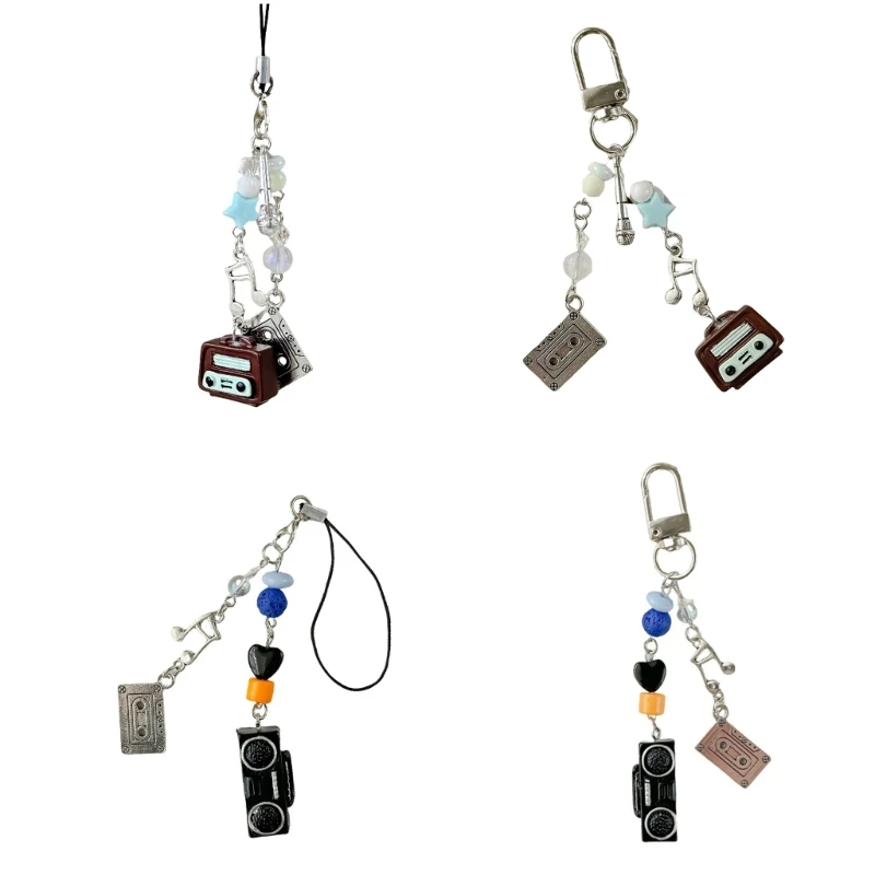 Fashionable Radio Themed Phone Chain Fashionable Radio Keychain Pendant Elegant Phone Strap Chain for Bag Keys Purses