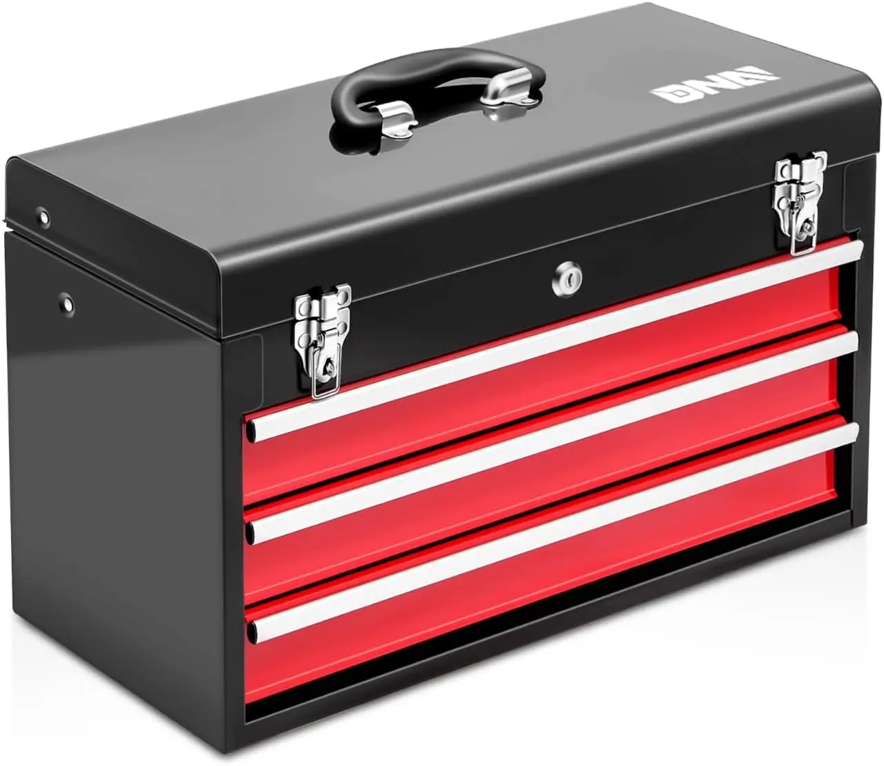 

20.4 Inch Steel Portable Tool Box - 2 Drawer+Top Storage Toolbox with Lockable Metal Latches for Household Workshop Repair Shop