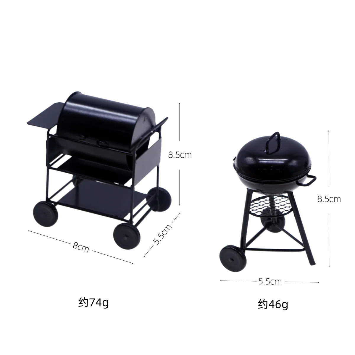 Doll house mini black wrought iron outdoor barbecue grill ornament, simulated BBQ oven miniature kitchen prop model