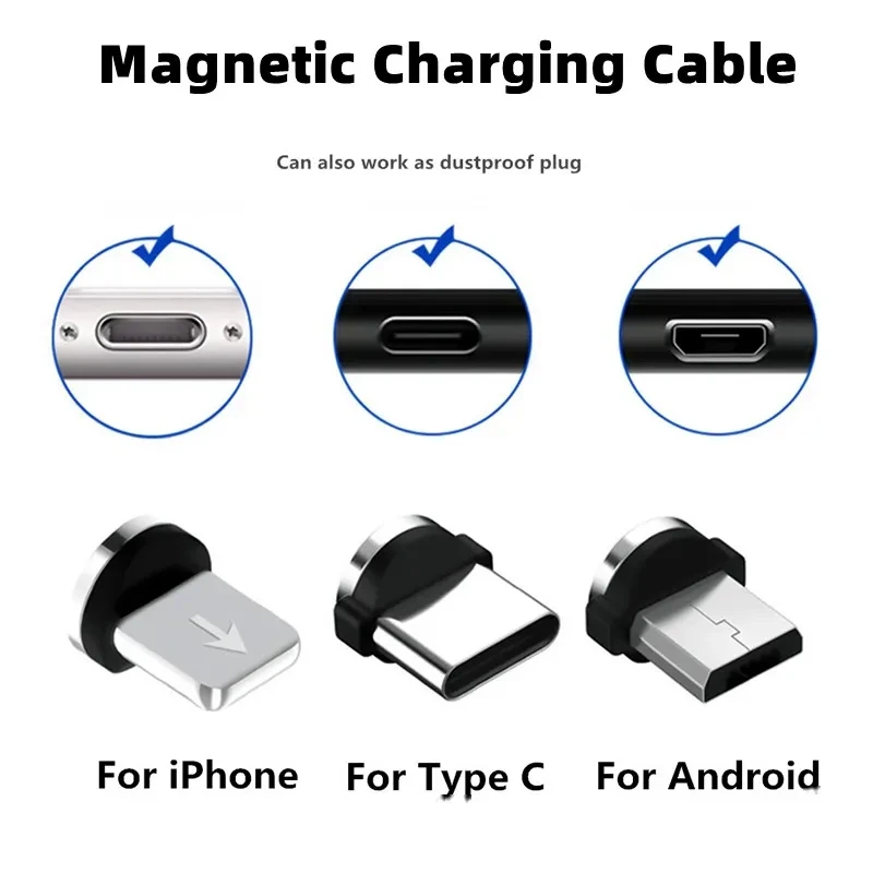 15PCS/30PCS Pack Magnetic Cable Tips For Type C Micro USB IOS Plugs Fast Charging Adapter Replacement Charger Plug For iPhone