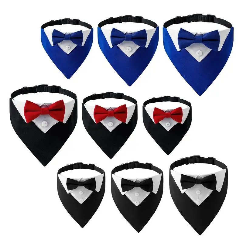 Cute Dog Cat Black and Red Collar Grooming White Collar Dog Suit Formal Tie Tuxedo Bow Ties Dog Necktie Fashion Pet Accessories