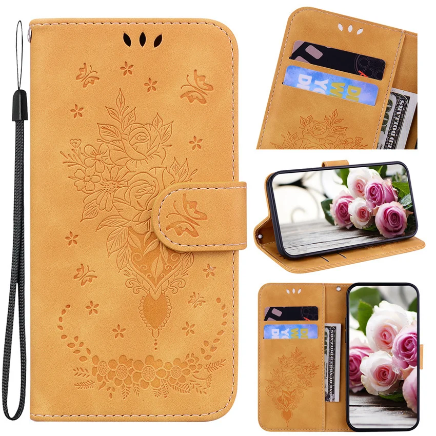 POCO X3 NFC X4 F3 F4 GT M3 M4 Pro 5G Flip Leather Case For Xiaomi Mi 11 11T 12 Lite Pro 12X 5G 10 10T Butterfly Rose Book Cover