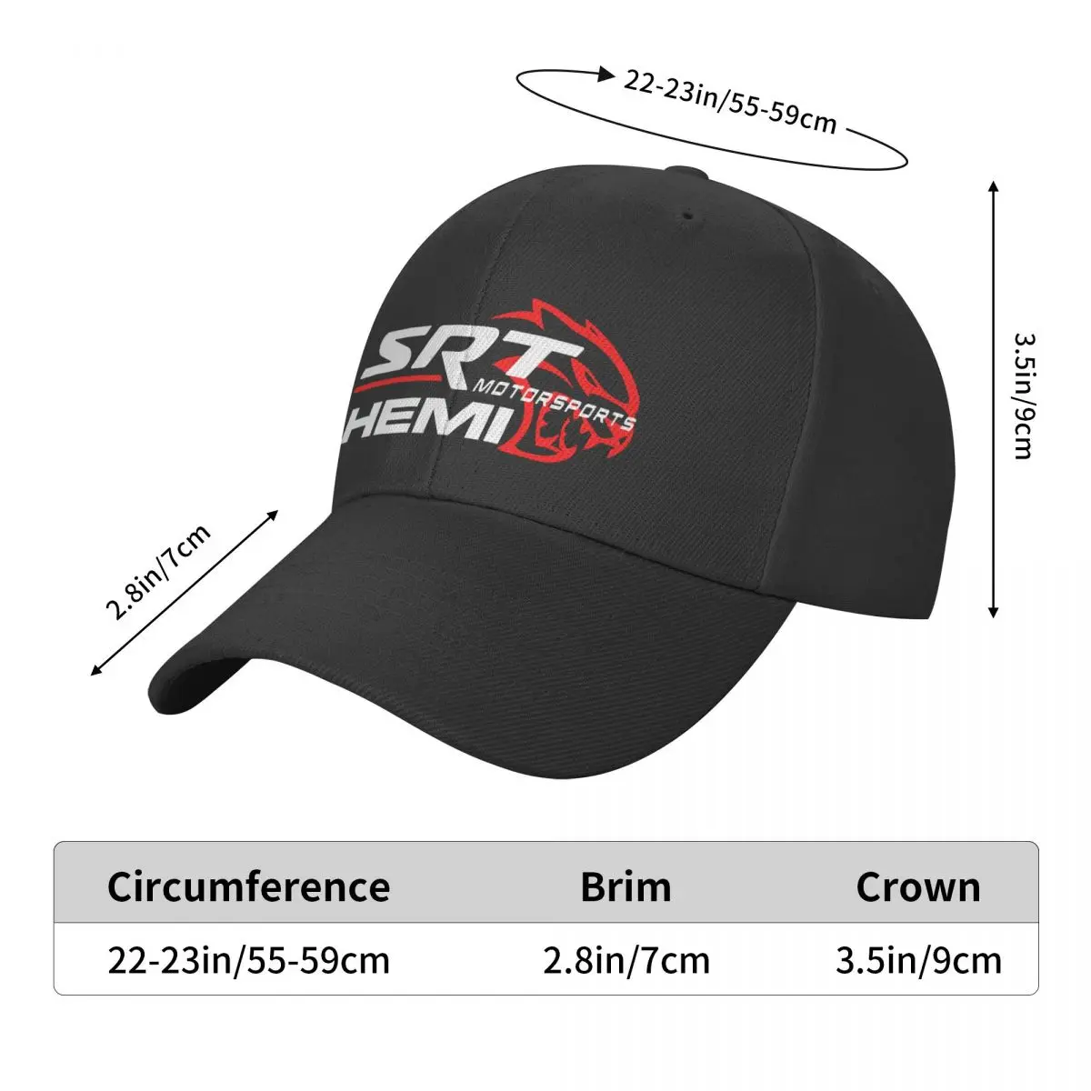 Srt Motorsport Srt Hellcat Hemi Baseball Cap Women\'S Large Head Size Men\'S Baseball Cap Trucker Cap Snap Snap Visor Cap