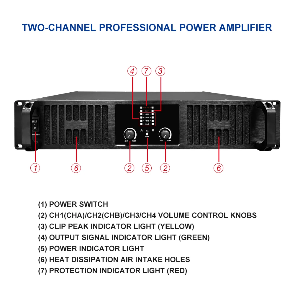 Ipalead High Power TDS-22100 4000W Professional 2 Neodymium Passive Metal Amplifier 18 Inch Surround Sound Concert Audio