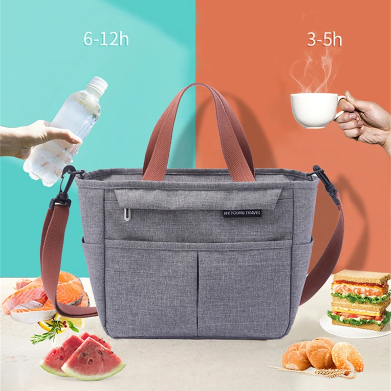 Borsa termica isolata scatola per il pranzo portatile borsa termica per alimenti da Picnic borsa a tracolla di grande capacità Bento per le donne