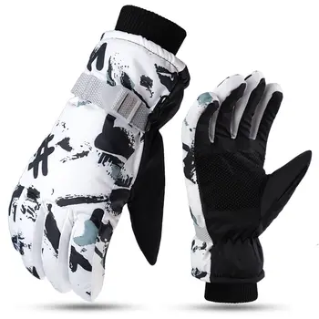Guantes de esquí para Snowboard de invierno, guantes Unisex de cuero PU antideslizantes con pantalla táctil, impermeables, para ciclismo y motocicleta, guantes cálidos para deportes de nieve