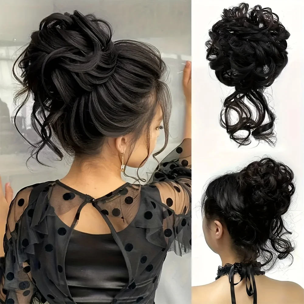 

Synthetic Messy Hair Bun rings Wigs Hair Extension Wavy Curly Hairpieces Fluffy Chignon Donut Updo Women Girls Hair Accessories