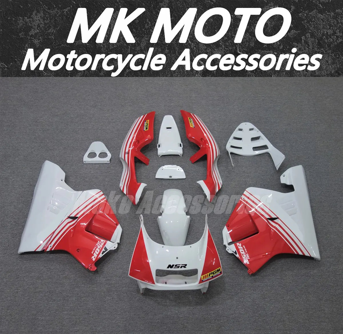 

Moke moto Motorcycle Bodywork Set For NSR250 PGM3 P3 MC21 Fairings Kit Fit High Quality Abs Injection Red White