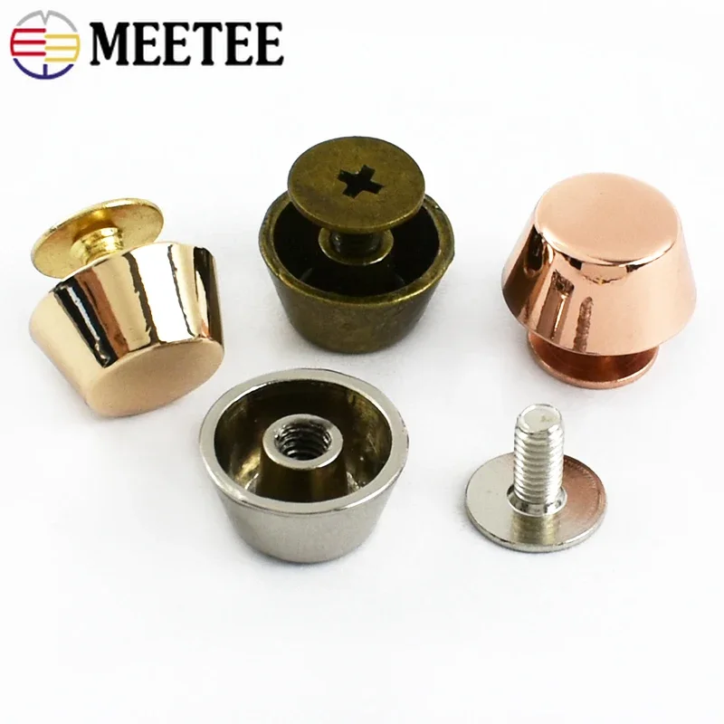 20/50Pcs Meetee Bag Metal Buckles Nail Rivets Handbag Bottom Feet Screw Studs Buckle Purse Decor Stud Sewing Leather Accessories