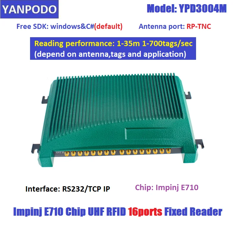 

IMPINJ E710 Chip UHF RFID 16ports Reader 860-960MHZ Long Range 1-30M Multi-tag 700tags/sec UHF 6C Reader for Embedded System