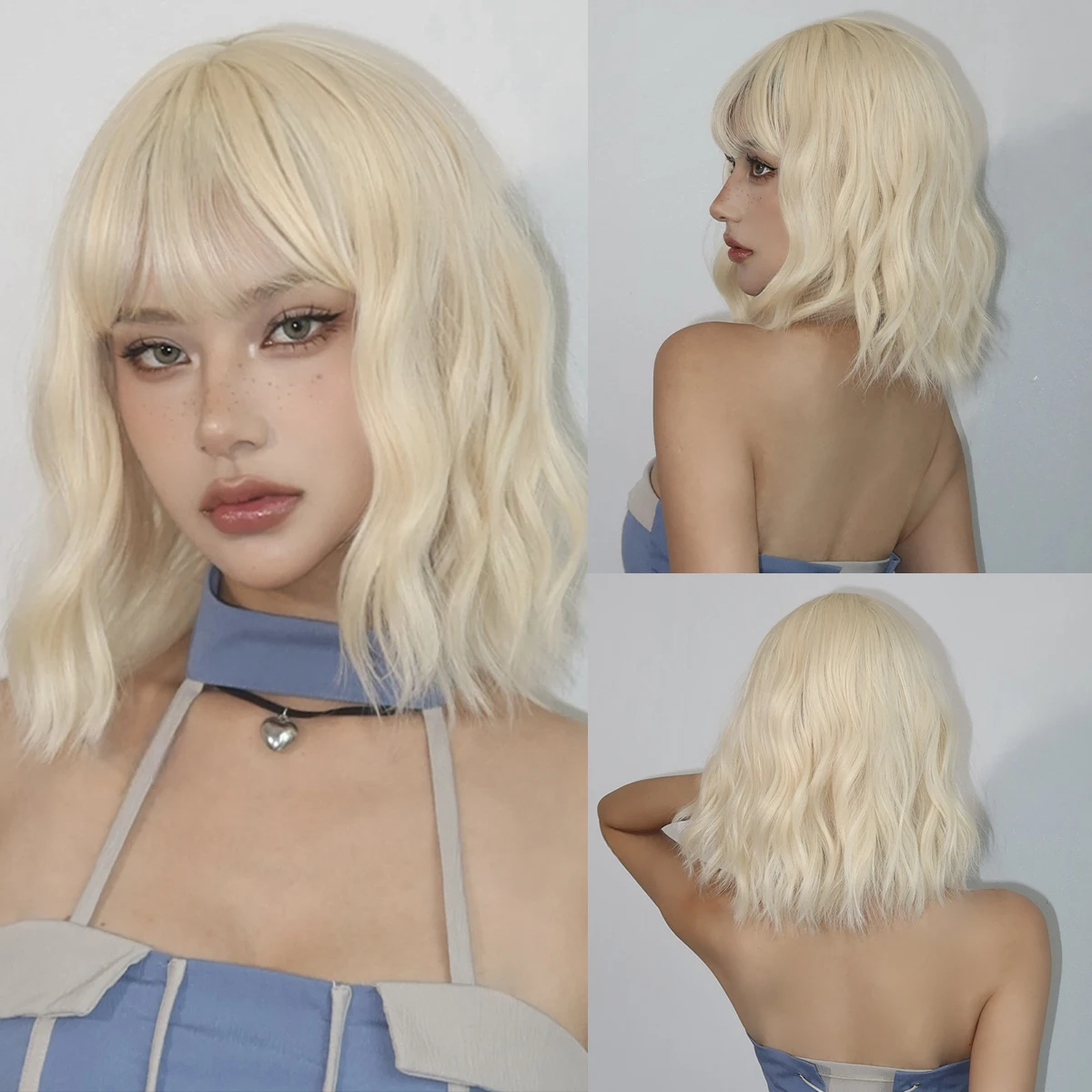 Вьющийся синтетический парик Platium Blonde Bob с индивидуальным заказом для женщин, косплей