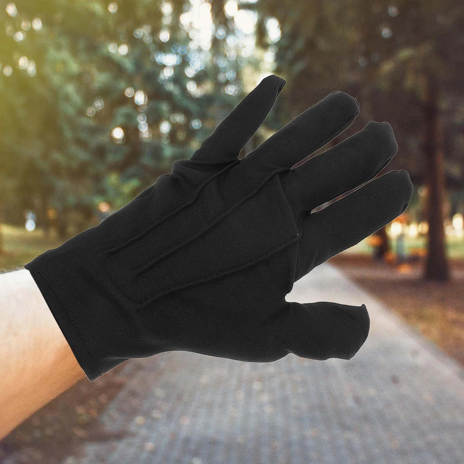 

10PCS Black Polyester Non-Shedding Breathable Jewelry Handling Protective Gloves Ceremonial Use Craft Performance Gloves