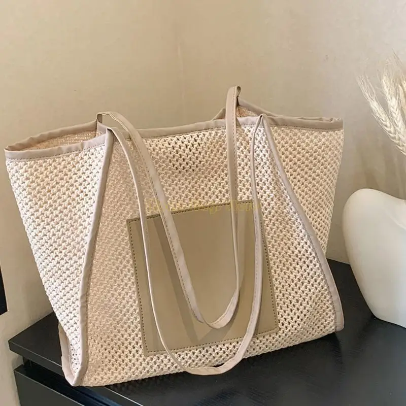 

X90D Пляжная сумка большой емкости для женщин Модная сетчатая сумка-тоут из искусственной кожи для девочек