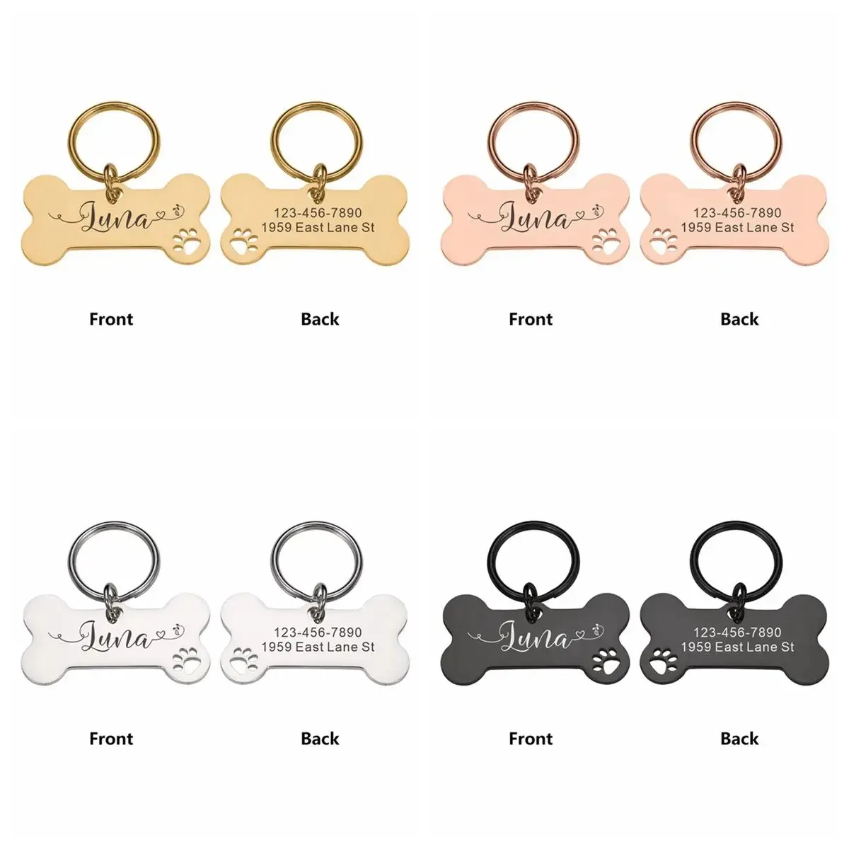 Creative Custom Text/Name & The Love Wavy Line Personalized Dog Tags Customized Dog Collar With Name & Phone number For Dog Tag