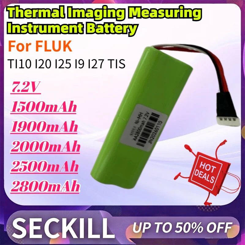 New 7.2V 1500mAh-2800mAh Compatible AA NI-MH Battery for FLUK Thermal Imaging Measuring Instrument TI10 I20 I25 I9 I27 TIS