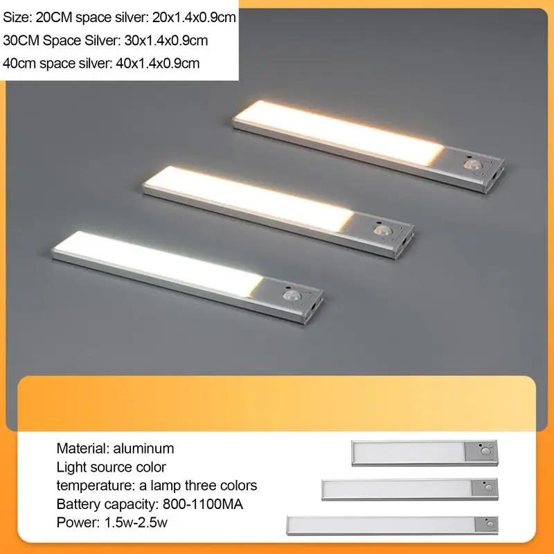 Led Lights For Under Cabinet LED Cabinet Lighting For Under Counter USB Rechargeable Motion Sensor Closet Light Magnetic Light