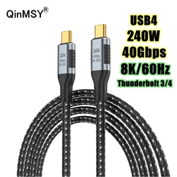 USB 4 Cable 40Gbps GEN 2/3 USB C To USB C Cable 240W Fast Charging 8K@60Hz Video Graphene Compatible With Thunderbolt 3/4 Laptop