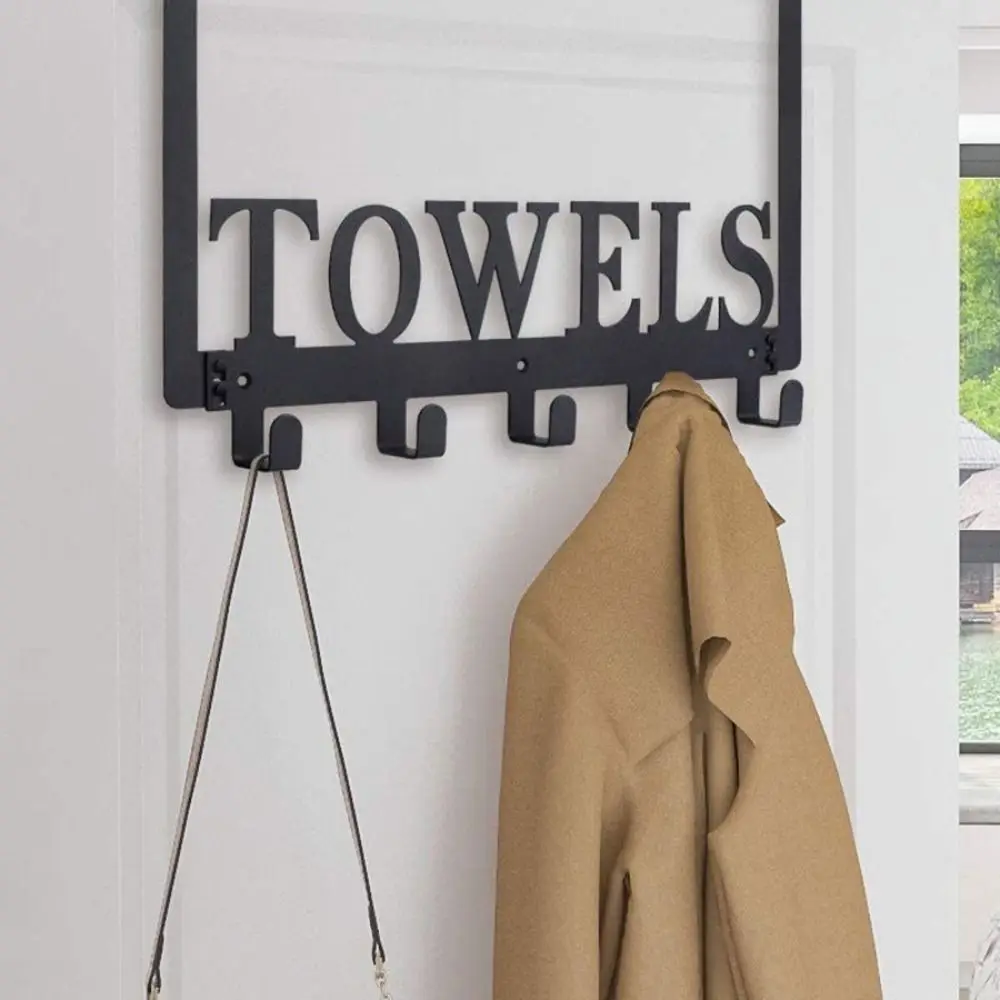 

Multifunctional Anti-slip Towel Rack Wall Mounted 5 Hooks Bathroom Coat Hooks No-Punch Towel Hanger Door Hooks Kitchen Storage