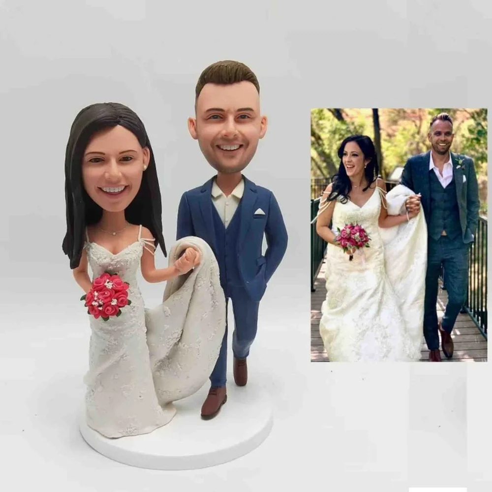 

Personalized Clay Doll From Picture Custom Bobble Head Gift For Him Her 3D Wedding Birthday Anniversary