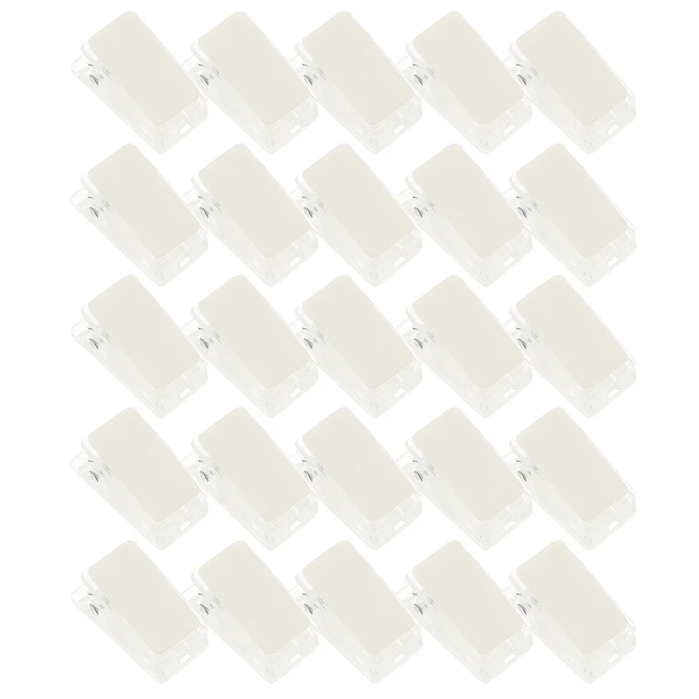 

25 Pcs ID Holder Plastic Badge Clip Wall Photo Clips Name Tag Iron Spring Clamp Small Office