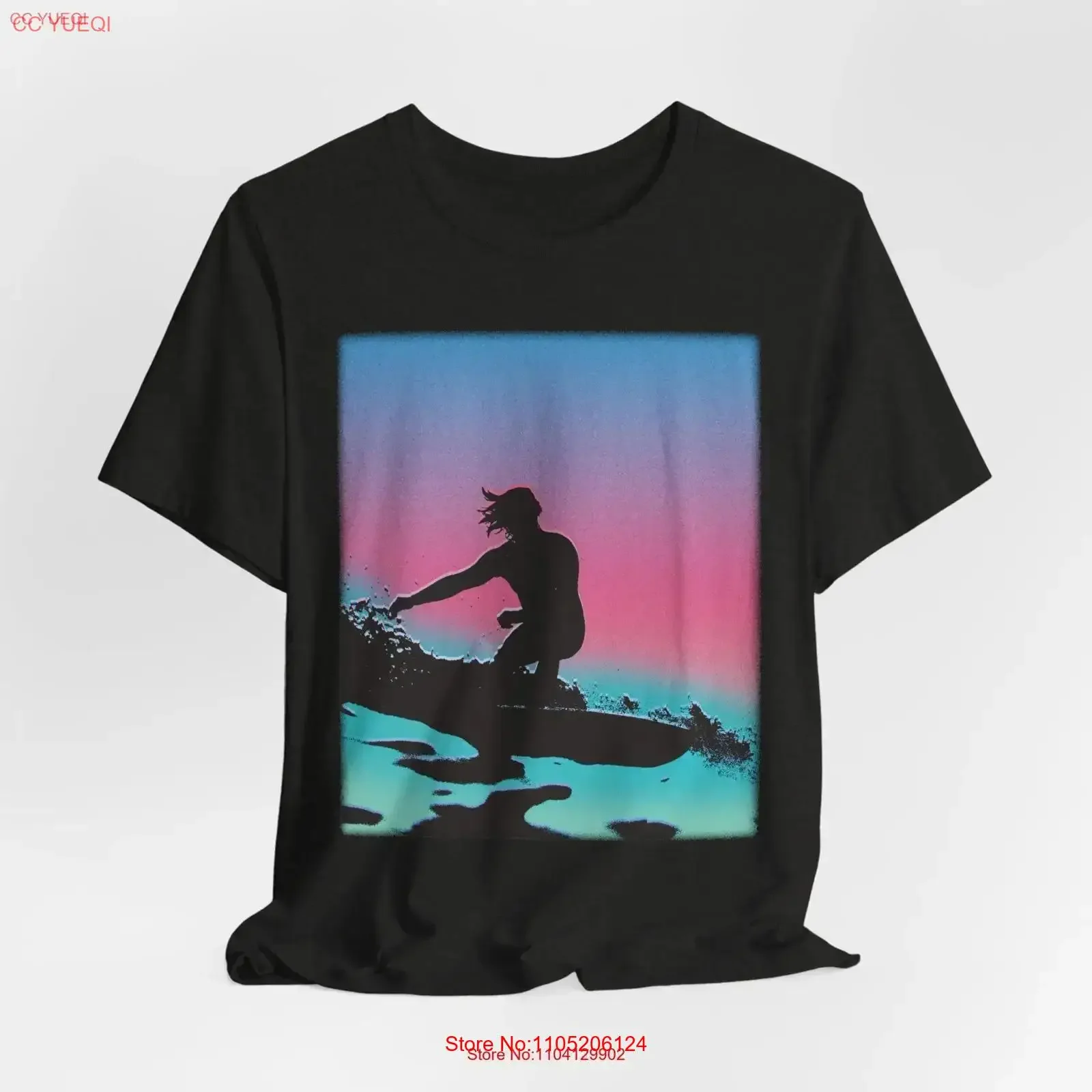 

Surfer Riding The Wave T Shirt Beach Unique for her Lover Vintage Style vintage Washed homme Casual designer clothes