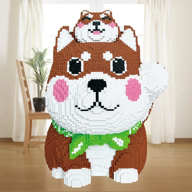 51Cm Large Animal Red Shiba Dog Granular Building Blocks Puzzle Boys and Girls Cartoon Doll Children Assembled Toys Ninjago