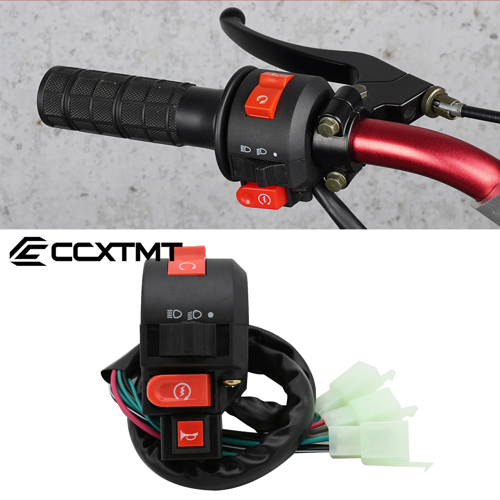 Interruptor de parada para guidão de motocicleta atv, 22mm, botão de luz, sinal de seta, interruptor de trompete para 50cc-250cc universal