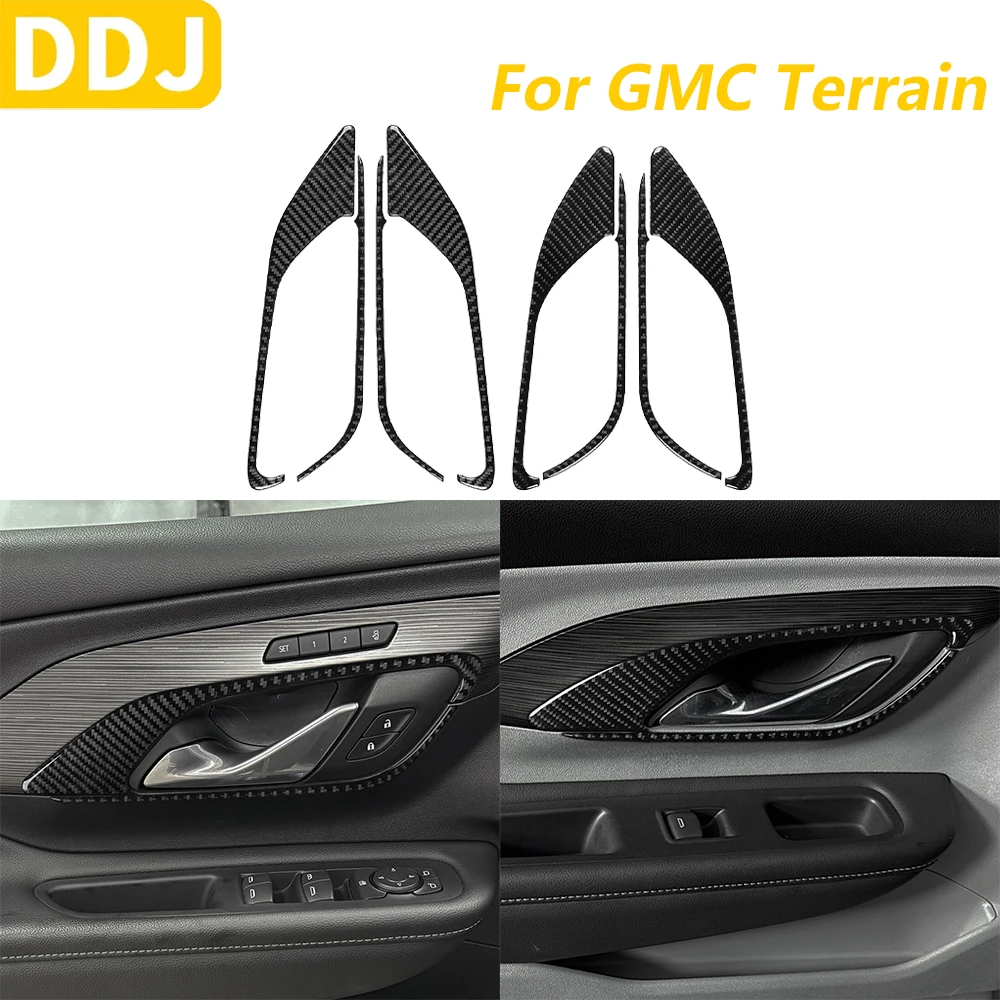 

For GMC Terrain 2018-2023 Carbon Fiber Front Rear Inner Door Handle Switch Frame Panel Cover Decorative Car Accessories Sticker