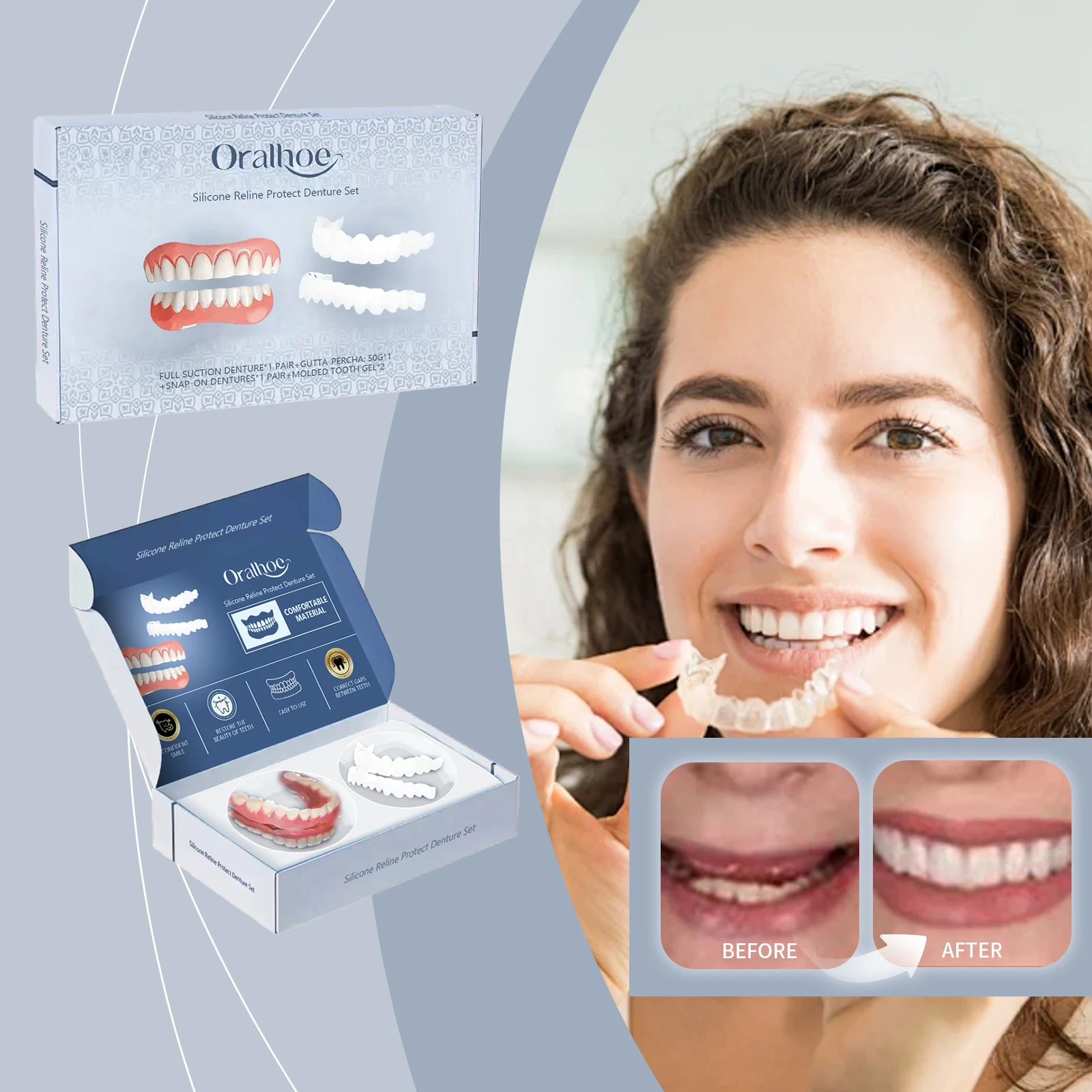 Oralhoe Teeth Repair Kit - Temporary Denture Fix Material for Missing Teeth Gap Filling Smile Makeover