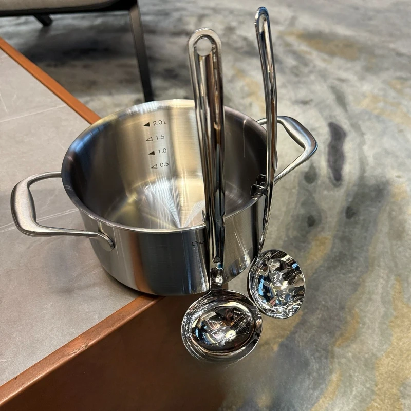 

LMM stainless steel soup spoon, hot pot spoon, long handle with hook hole colander