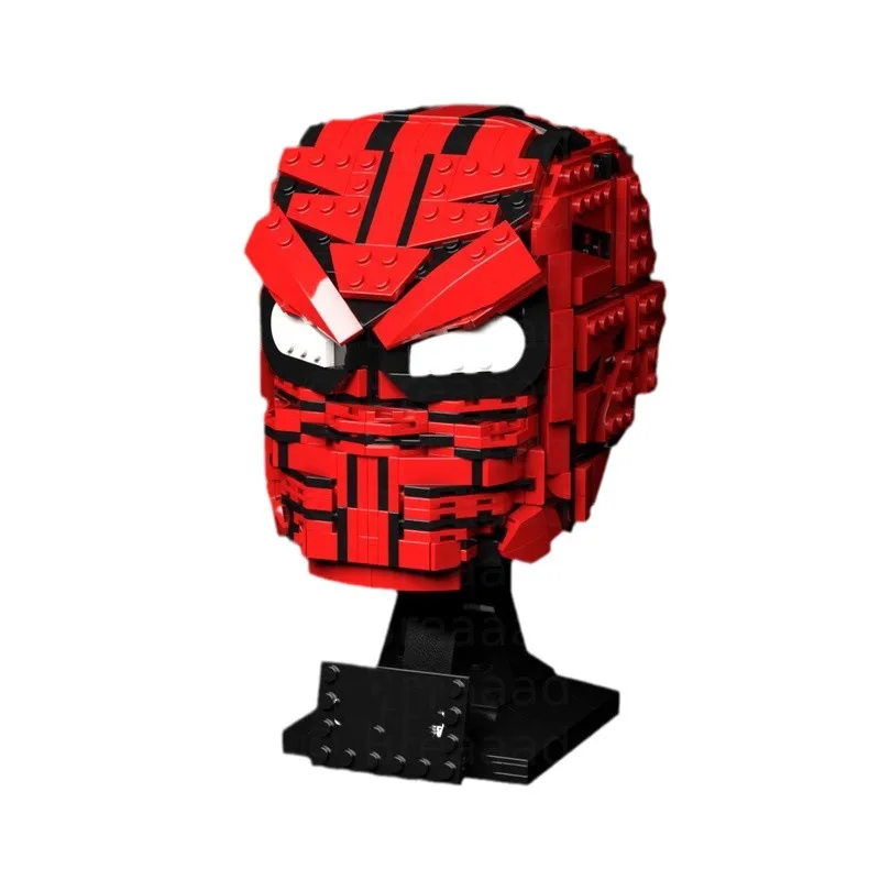 Spider Pattern Superhero Helmet MOC Building Blocks, ABS Display Bricks, DIY Collectible Assembly Hobby Toy For Adult Collectors
