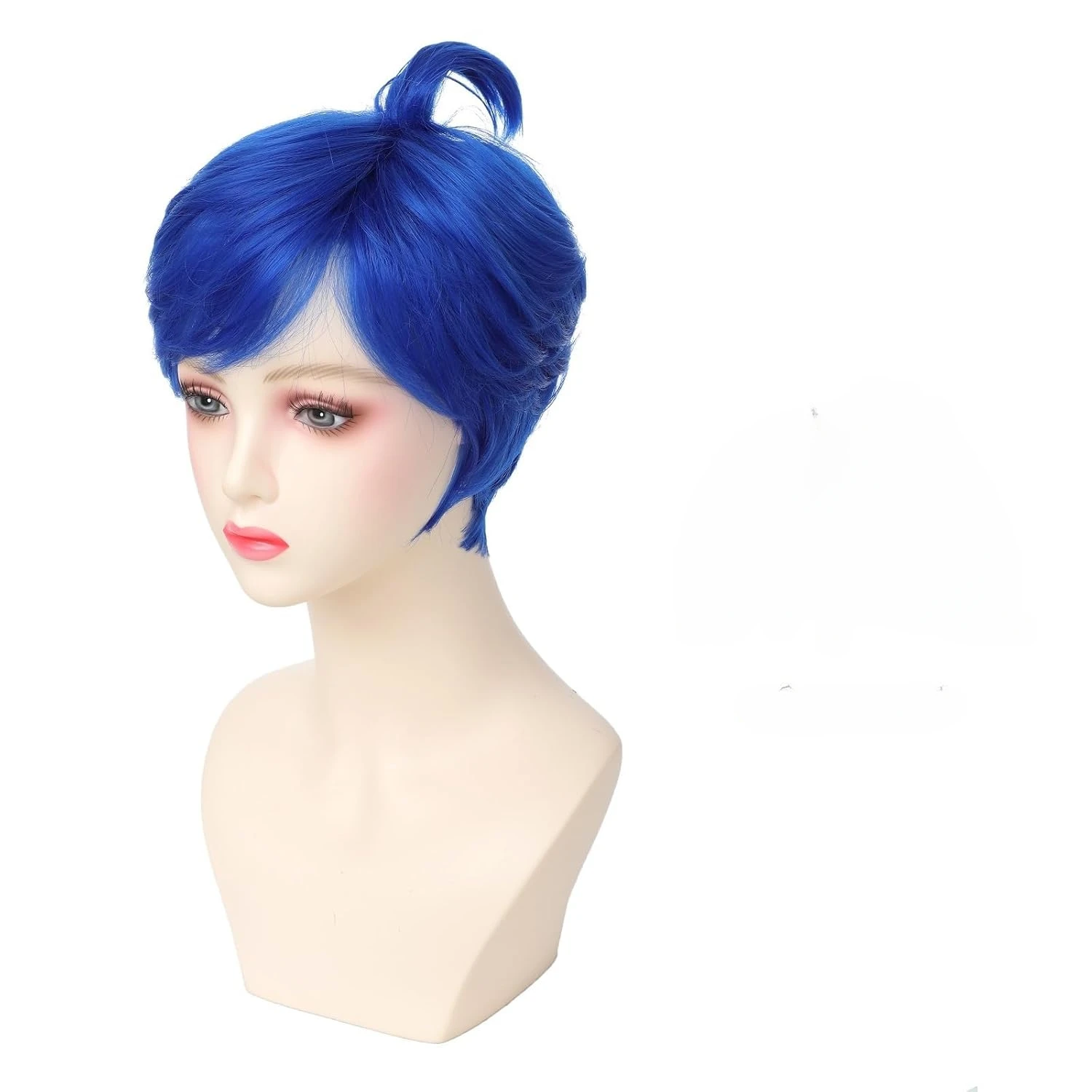 여성을위한 짧은 파란색 가발 기쁨 재미 있은 파란색 애니메이션 코스프레 복장 의상 테마 파티 가발에 대한 합성 가발