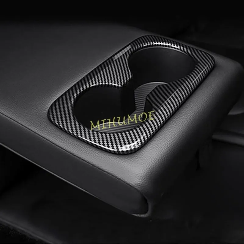 For Kia Sportage NQ5 2022 2023 Carbon Fiber Interior Rear Seat Cup Holder Cover Garnish