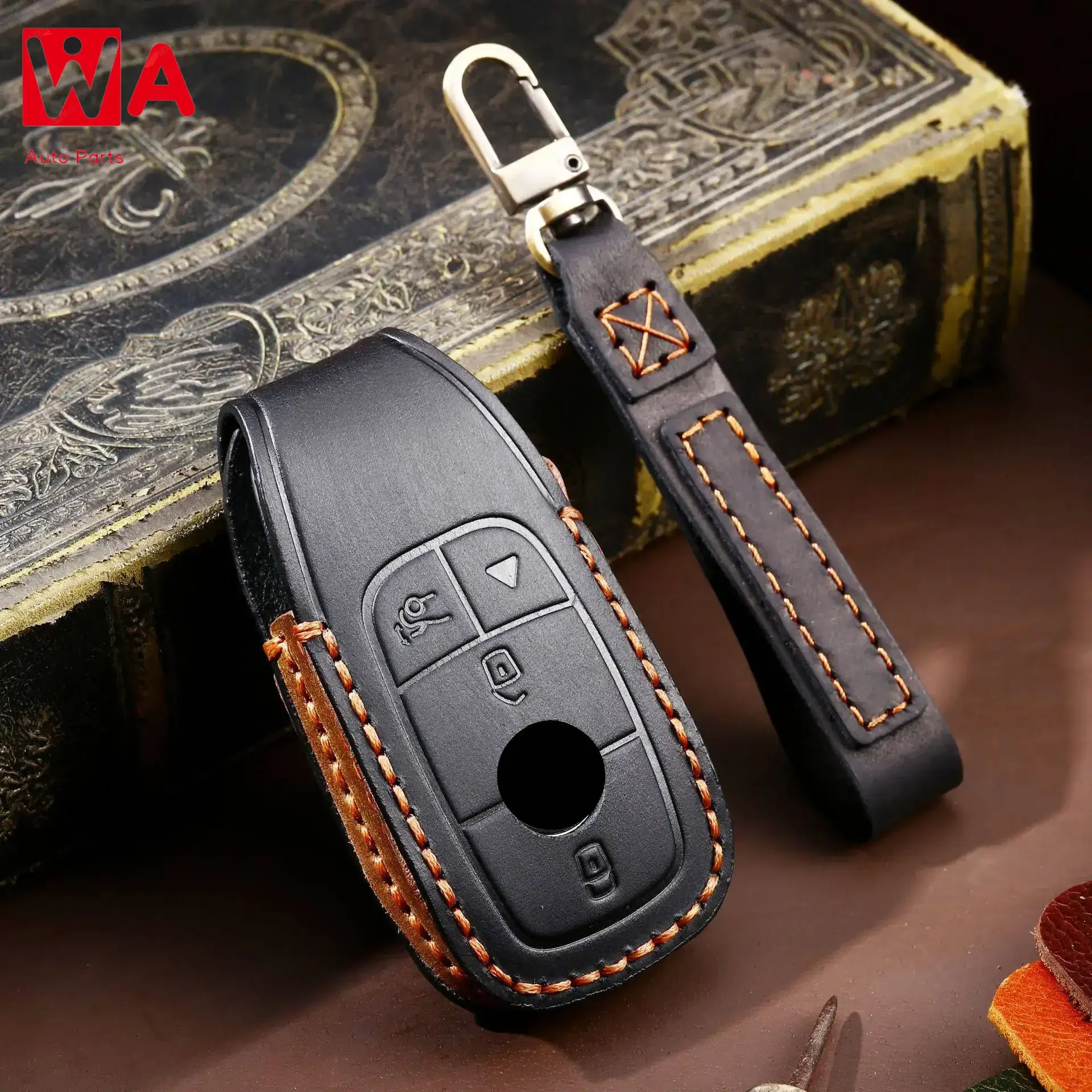 

Luxury Leather Car Key Case Cover For Mercedes Benz E300l C260L C200L A200L S320L Keychains Holder