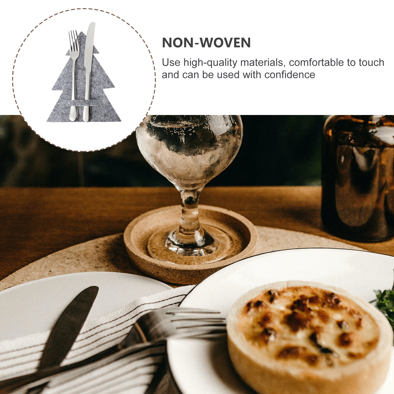 

8Pcs Tableware Pouches Christmas Tree Cutlery Holder Non-Woven Xmas Table Decor Party Supplies Grey Cutlery Covers