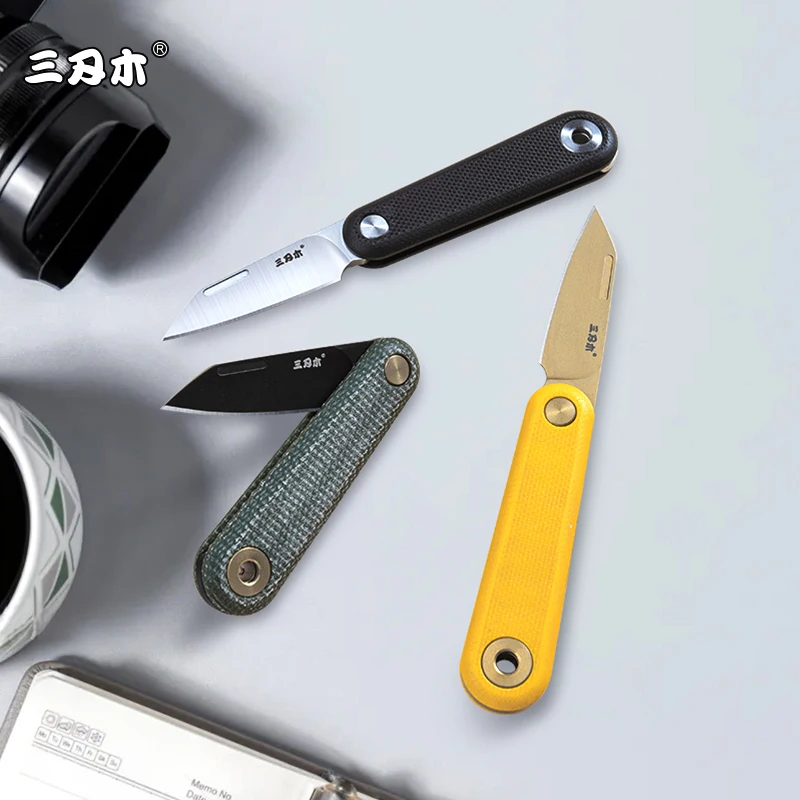 SANRENMU NEW 325S Pockets Folding Knife 12C27 Blade Mini Lockless Key Lightweight Gift Rescue Tool EDC