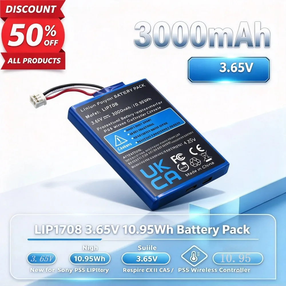 New for Sony PS5 LIP1708 Handle Battery Built-in 3000mAh Capacity Replacement for PS5 Wireless Controller Internal Battery Pack.