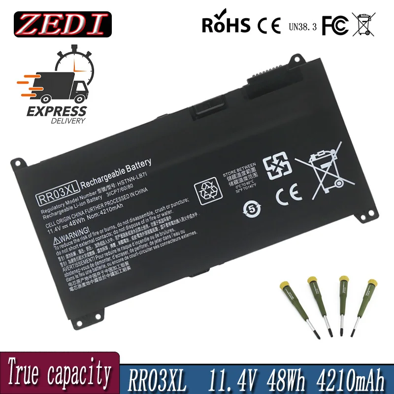 

RR03XL Original Battery For HP ProBook 430 440 450 455 470 G4 G5 Series HSTNN-PB6W HSTNN-UB7C HSTNN-LB71 851477-832 11.4V 48Wh