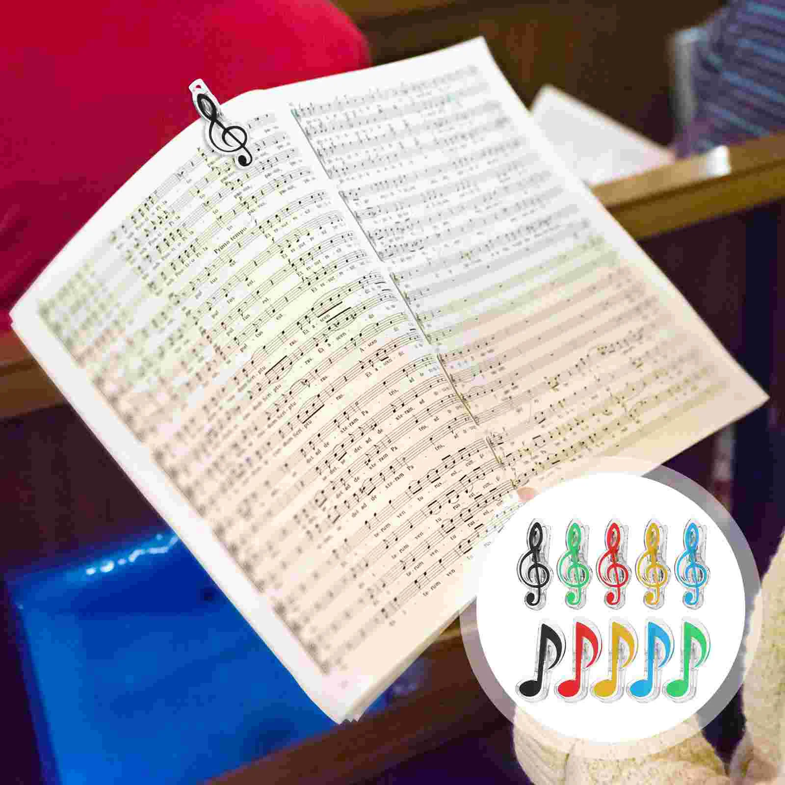 20 Pcs Music Note Folder Bookmarks Stationery Clips for Paper Page Holder Piano Gift