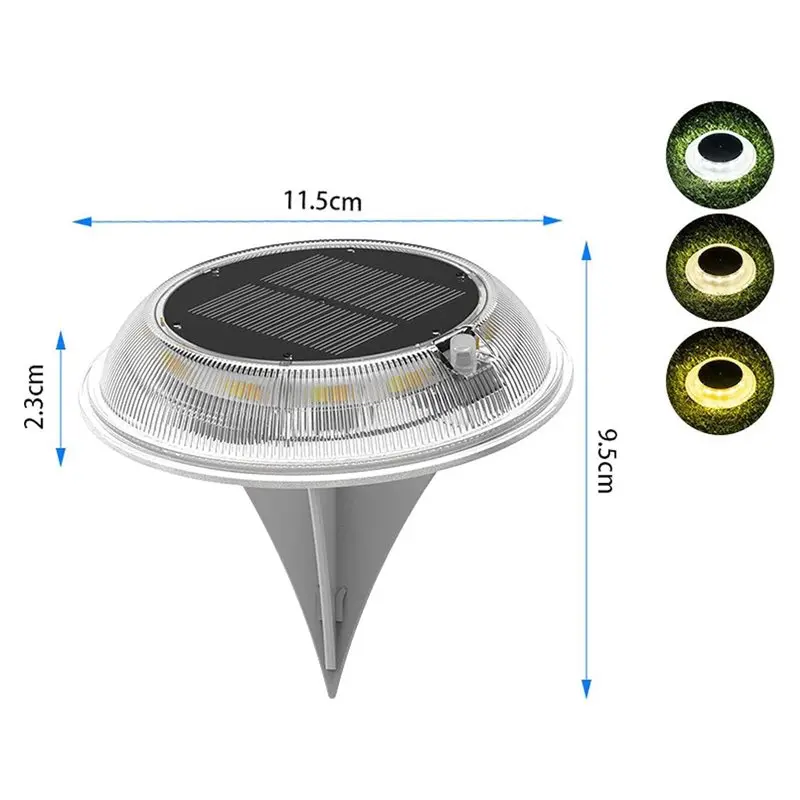 AB33-Solar-Powered Waterproof Outdoor LED Marker Lights, 6 Pcs Ground-Mounted Light 3 Color Modes