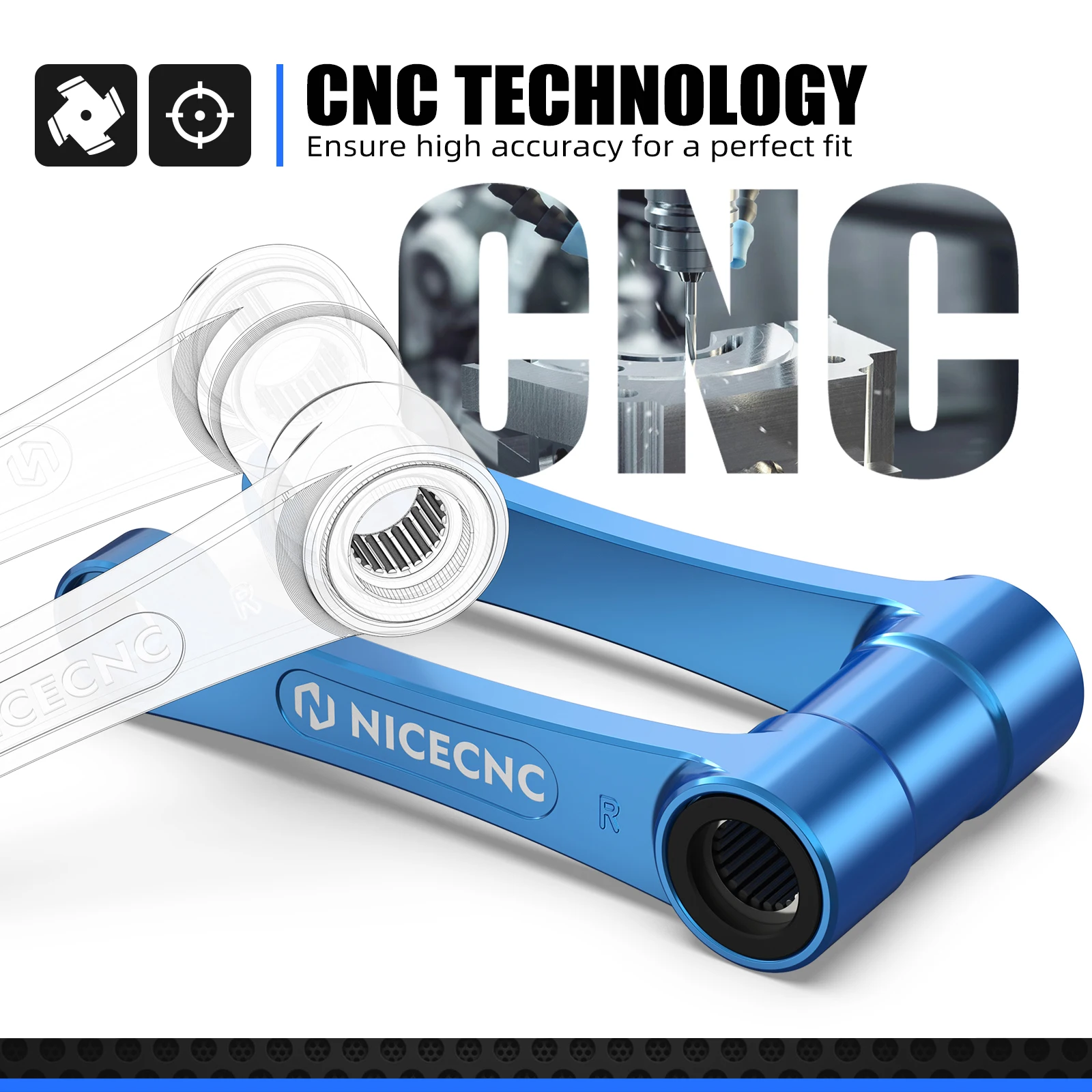 For Sherco 125 250 300 SE-R 250 300 450 500 SEF-R 2017-2024 2023 2022 1.75″ Lowering Link Kit NICECNC Motorcycle 6061 Aluminium