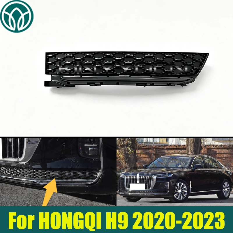 Front Bumper Grille Panel For HONGQI H9 2020 2021 2022 2023 Fog Lamp Cover Grille Bezel Replacement