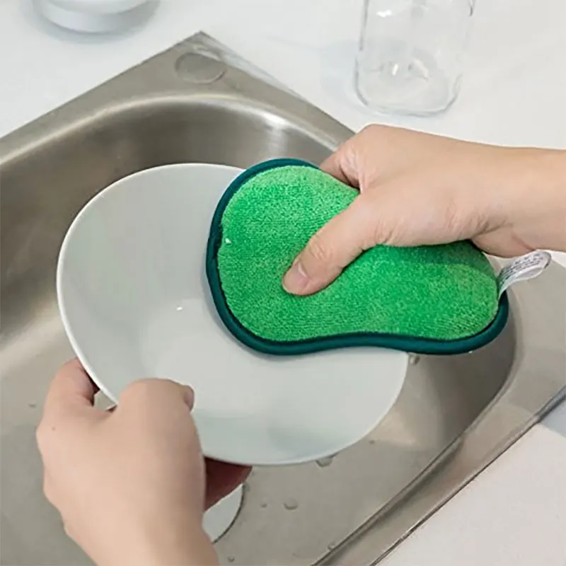 

Antibacterial Microfiber Kitchen Scouring Pads Double Side Sponges Scourer Non Odor Dish Scrubber Brush