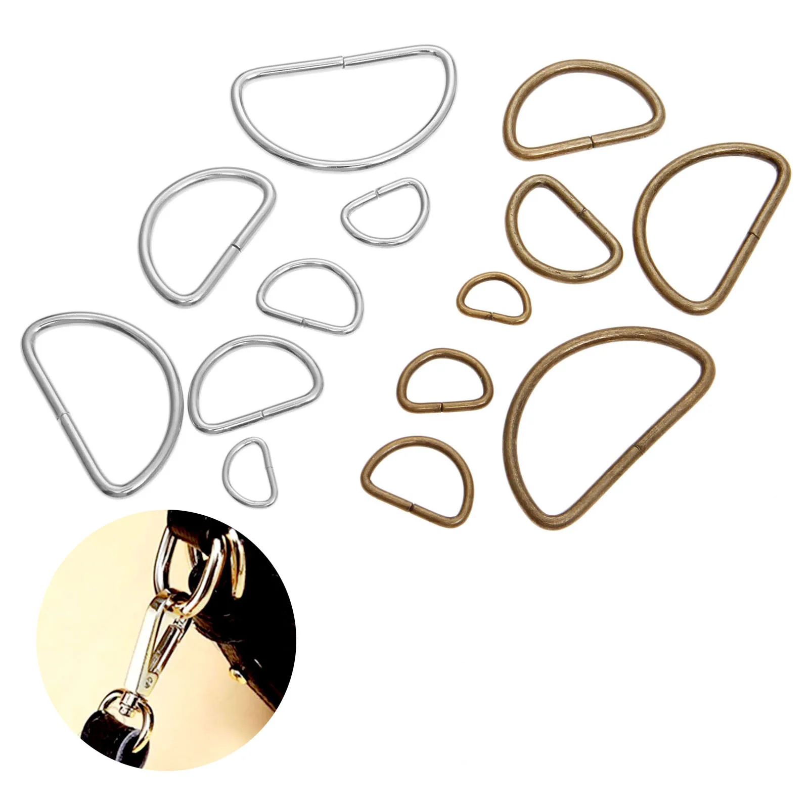 20pcs/lot Metal D Ring Buckle Hand Bag Purse Strap Belt Dog Collar Chain Clasp DIY Needlework Heavy Duty Strong Thickness