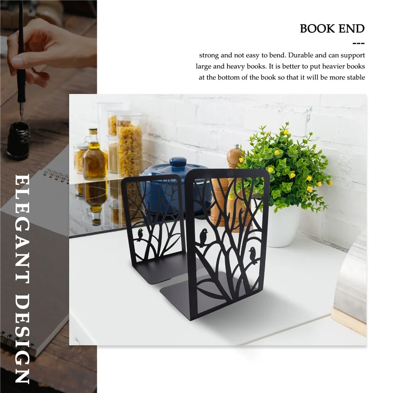 Book Ends, Book Ends For Shelves, Decorative Bookends For Books, Bookends For School, Home Or Office (Black, 1 Pair)