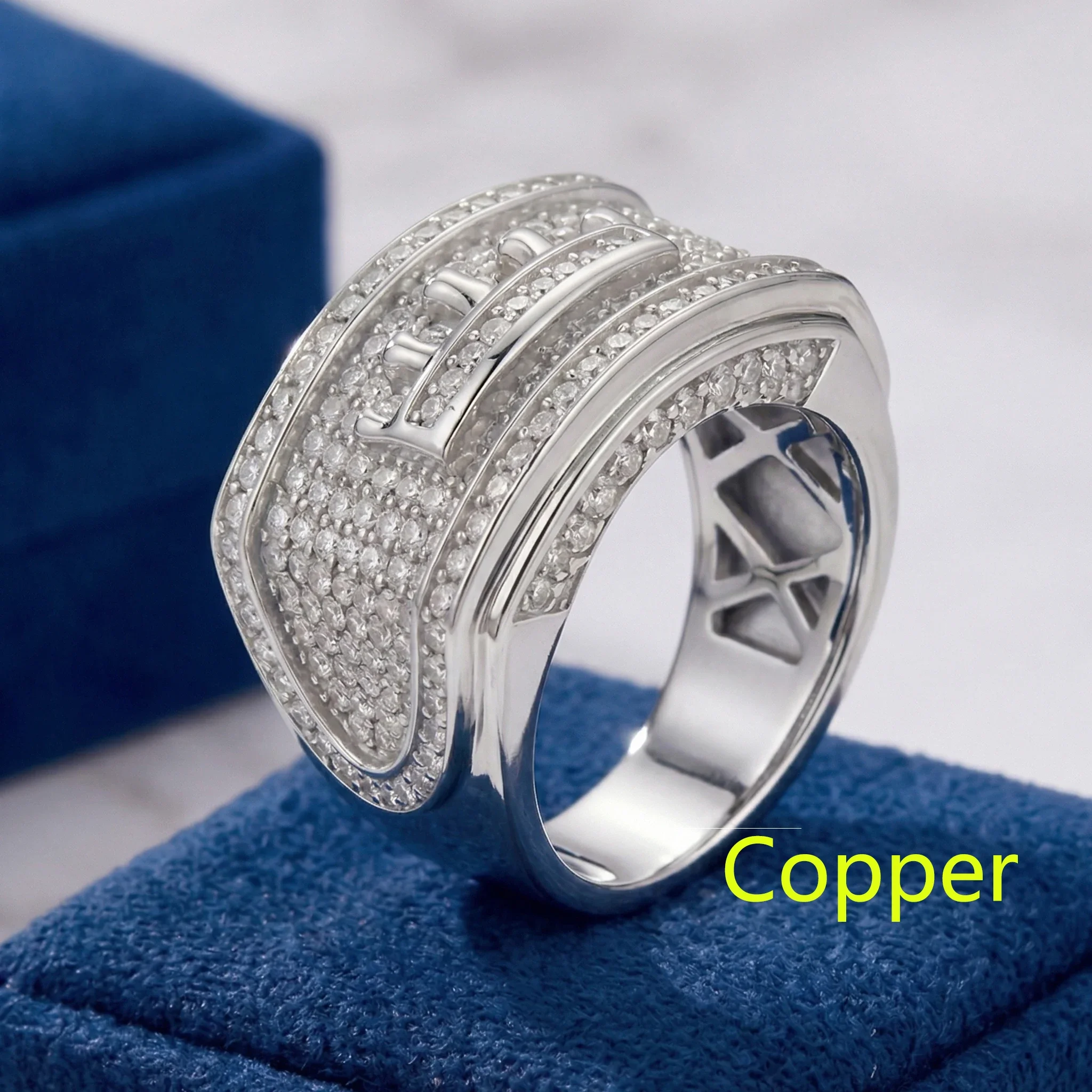 Full Iced Out Moissanite Men's Hip Hop Ring, Bling Bling Halo Statement Jewelry, Perfect Birthday/Anniversary Gift for Him view 5