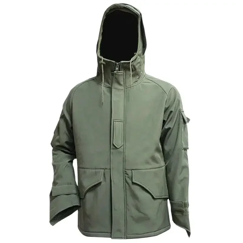 Winter Military Shark Skin Soft Shell Jackets Men Windproof Wear Resistant Fleece Warm Hooded Army Jacket Outdoor Hiking Coats